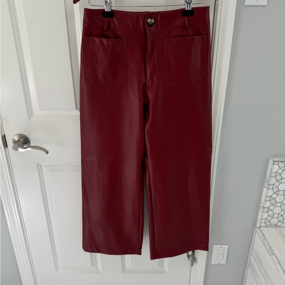 Anthropologie Maeve Burgundy Leather Pants size 30
